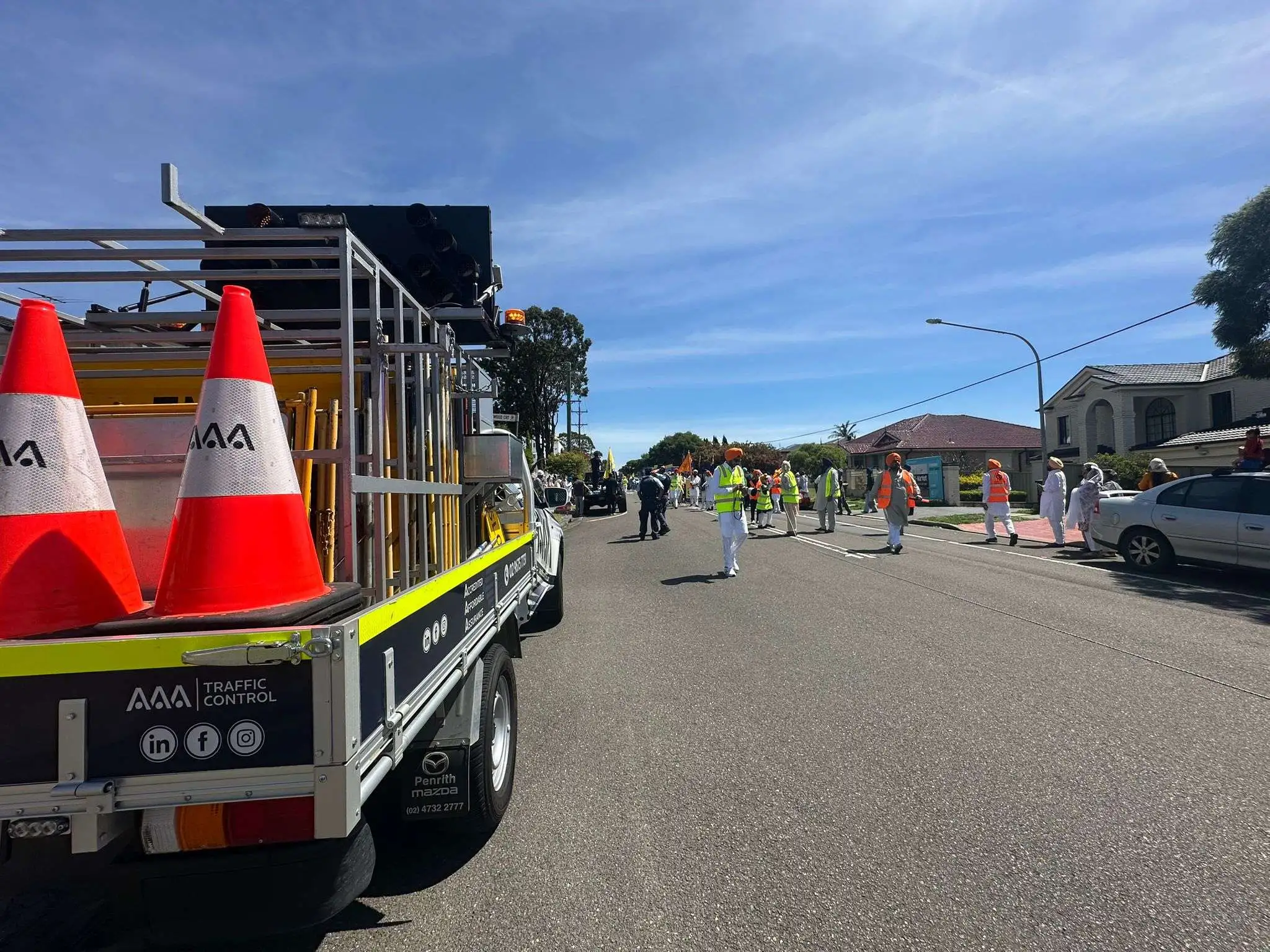 traffic cone on a van